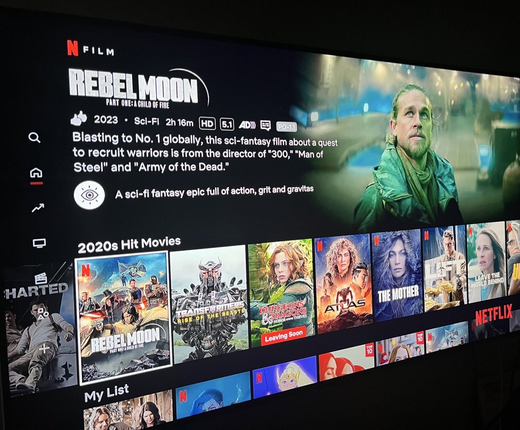 pollydisanders's tweet photo. Random hater: it was a flop

Netflix:
“The Hit Netflix Sci-Fi Saga”
“Blasting to No. 1 globally”
“Spent 5 weeks in the Top 10”
“2020s Hit Movies”

#HappyBirthdayRebelMoon https://t.co/JyLxhpw9hm