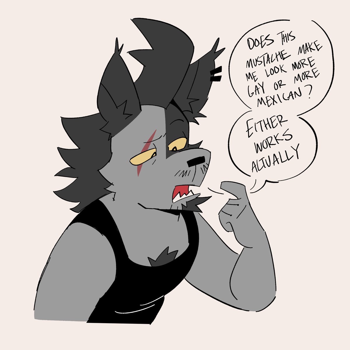 Since I have a mustache now that means Lucas does too