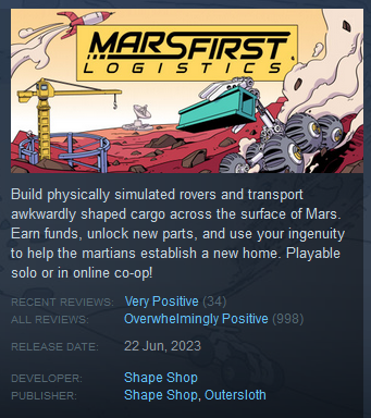 ianmaclarty's tweet image. We&apos;re on 998 reviews for Mars First Logistics! It would be such a nice christmas present to get to 1000 🙏