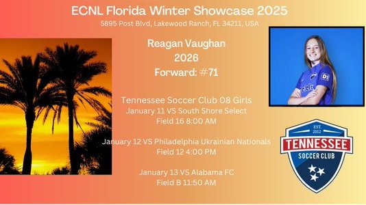 reaganlvaughan's tweet image. So excited for our upcoming Florida showcase games!! Looking forward to competing with my team and seeing college coaches on the sidelines! GO TSC
