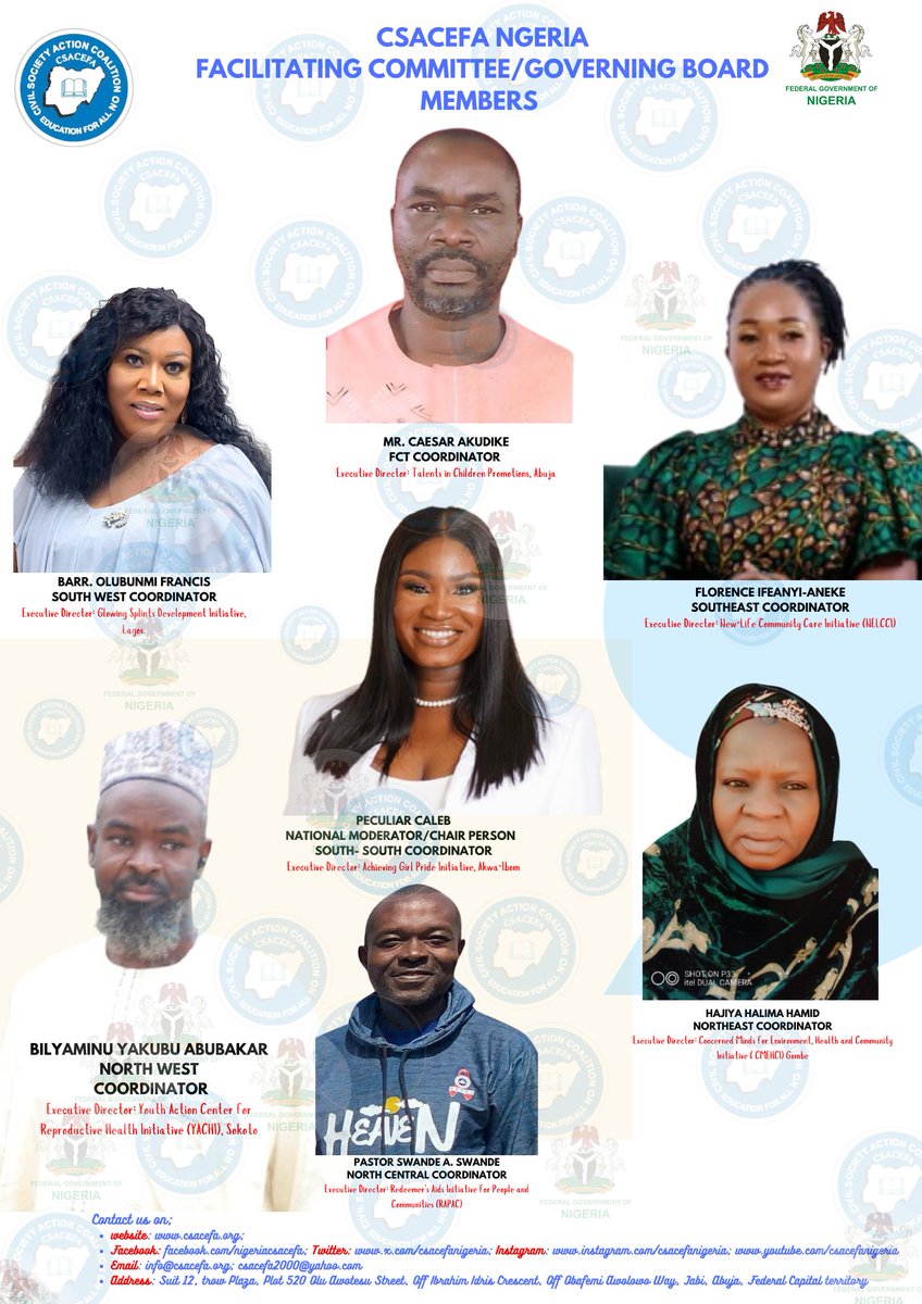 csacefa's tweet image. The 28th of November 2024 Annual General Forum of CSACEFA produced another set of Board (Facilitating Committee) members to pilot the affairs of CSACEFA for the next 2 years. Please meet our new board members #EducationForAll #EducationCannotWait