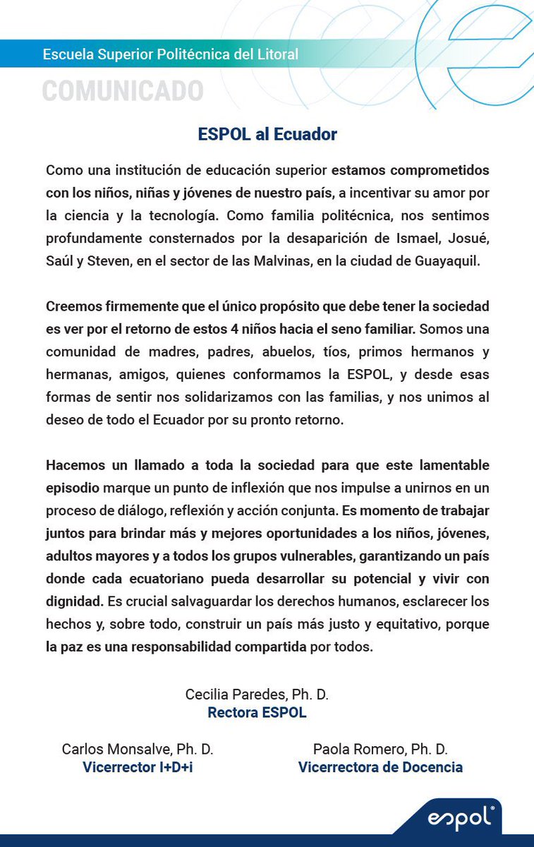 donsala10001's tweet photo. La Academia Ecuatoriana manifestándose por lo sucedido 
¿Dónde están Josué, Ismael, Saúl y Steven? 
#Los4DeGuayaquilEcuador #LosQueremosConVida https://t.co/luxtw1HHtt