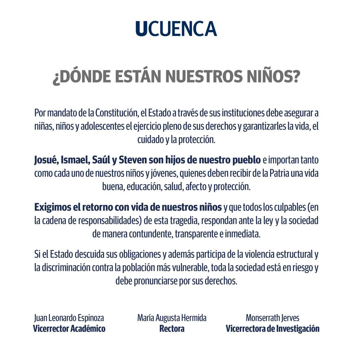 donsala10001's tweet photo. La Academia Ecuatoriana manifestándose por lo sucedido 
¿Dónde están Josué, Ismael, Saúl y Steven? 
#Los4DeGuayaquilEcuador #LosQueremosConVida https://t.co/luxtw1HHtt