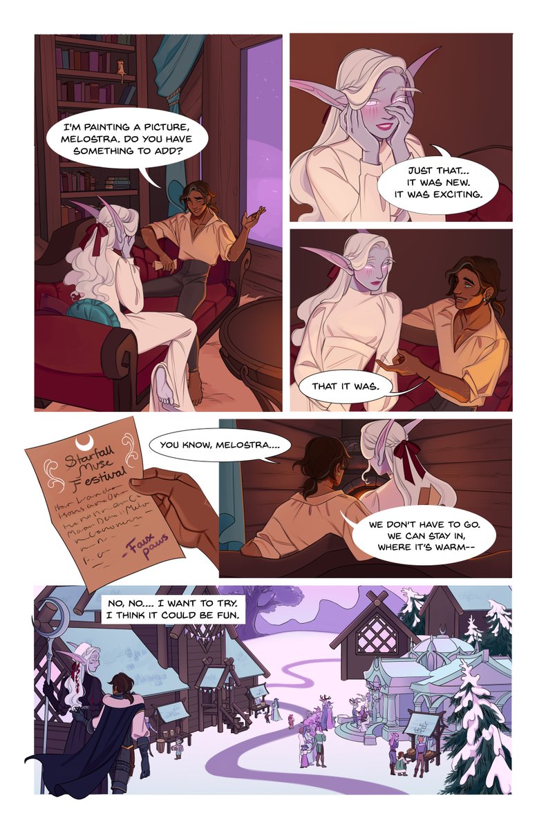 PetitePasserine's tweet photo. When a letter arrives in Winterspring, Melostra finds herself musing on the presence of music in her life.  

here it is in full, my comic for Interlude: Harmony! 🌙🎵 I'm so excited I got to be a part of this project!! 🥺 https://t.co/6YD42wwih9