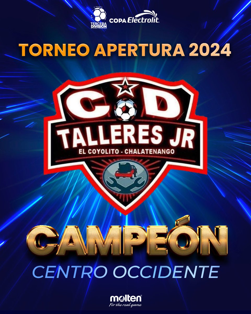 Felicitamos a C.D. Talleres Jr. por consagrarse como campeón del torneo #Apertura2024 en la zona centro occidente🏆

¡Felicidades a todos los aficionados del equipo chalateco! 🎉🎊🍾