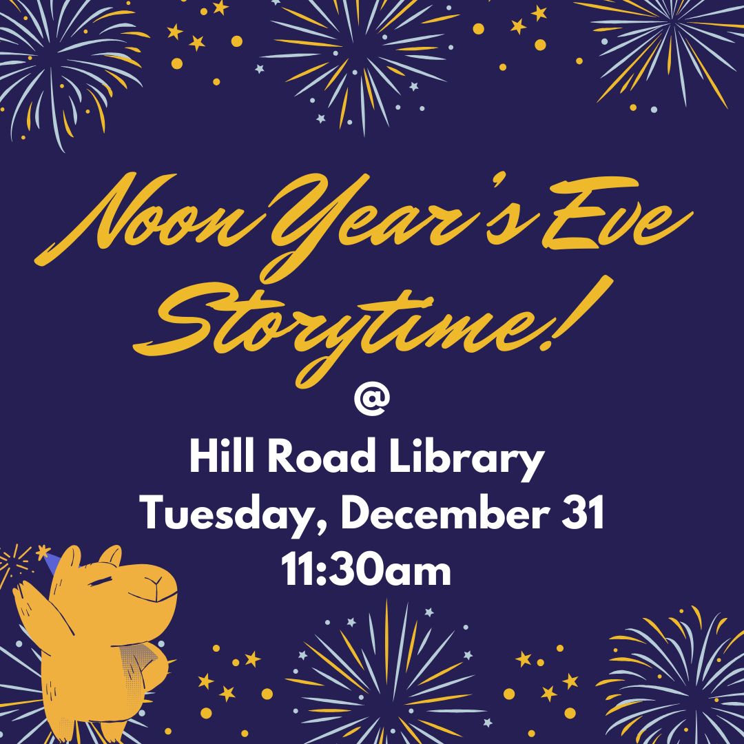 vencolibrary's tweet image. Please join us at the Hill Road Library for our daytime celebration of the new year, Noon Year’s Eve! Families and children are invited to this event featuring crafts, storytime, and a Countdown to Noon Year’s Eve party!  #NoonYearsEve #FamilyEvent #LibraryFun #KidsActivities