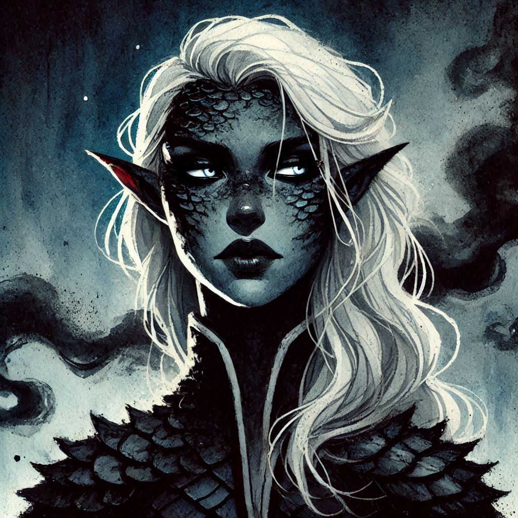 Part drow part shadow dragon, zekyl are detached and strong survivors in the Shadowfell.
#drow #elf #Underdark #ai #aiart #dnd
