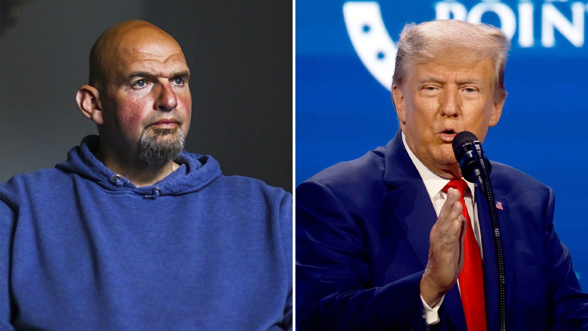 LeadingReport's tweet photo. BREAKING: Sen. John Fetterman says that if you are rooting against President Trump, you are rooting against America. https://t.co/wj0l9zzajY