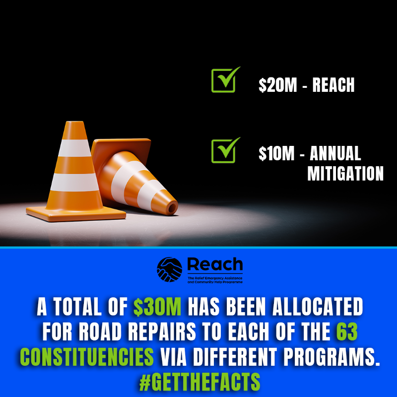 AskSparkjamaica's tweet photo. Each constituency has been allocated $30M for road repairs under the #REACHProgramme and the Annual Mitigation &amp; Cleanup Project. #AskSparkJA