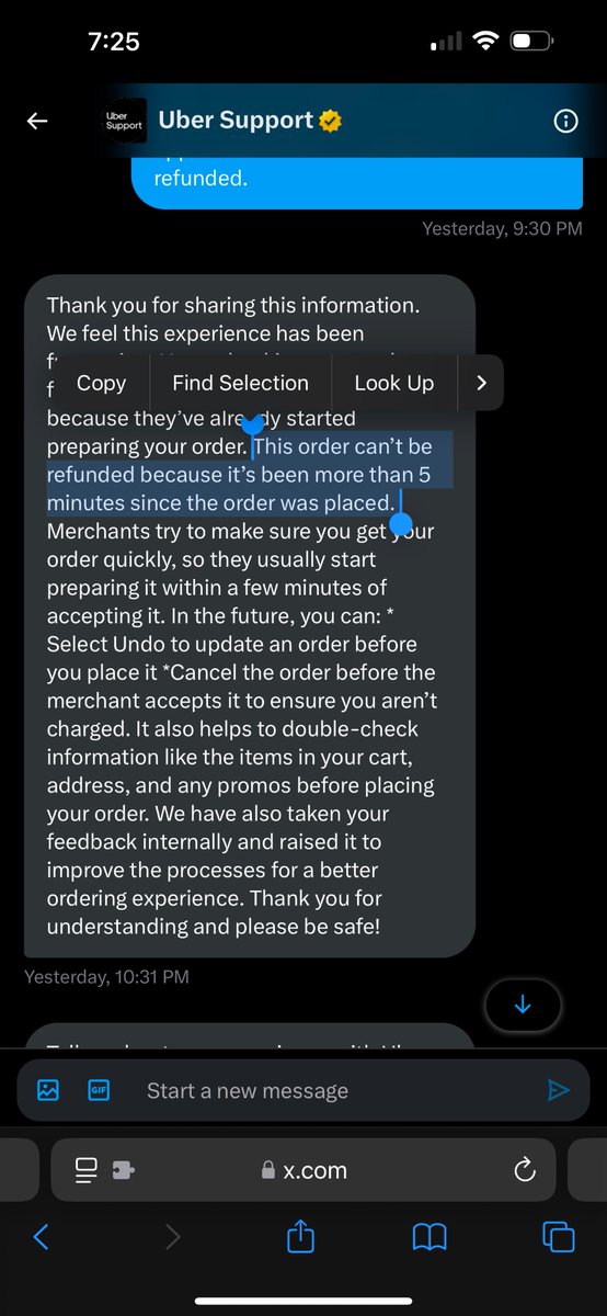xoxAMM's tweet photo. Who knew @ubereats has no customer service reps? It’s all bots. No phone number, no people working.

They have the wrong number listed for a store and I tried to cancel the order within four minutes and now they won’t refund me. https://t.co/dImbgZbBcz