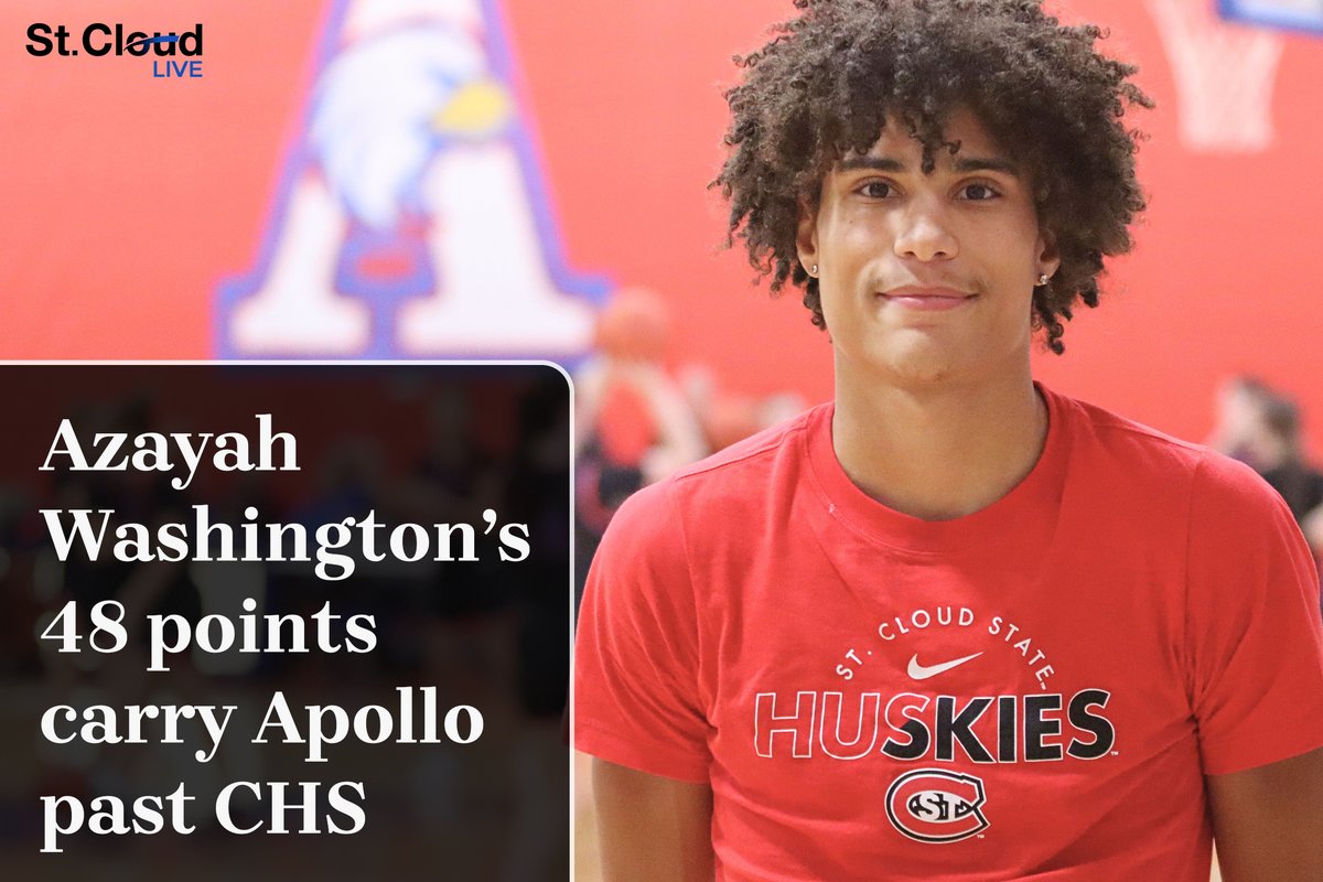 StCloudLive's tweet photo. ICYMI: Azayah scored 48. The St. Cloud State recruit added 10 rebounds, 6 assists and 4 steals to his big night in the Eagles' 102-89 win over the Crusaders. Read more on SCL - https://t.co/SzR7iTXDqI 

@Azayah24 @MNApolloHoops https://t.co/o6acnrkYlk