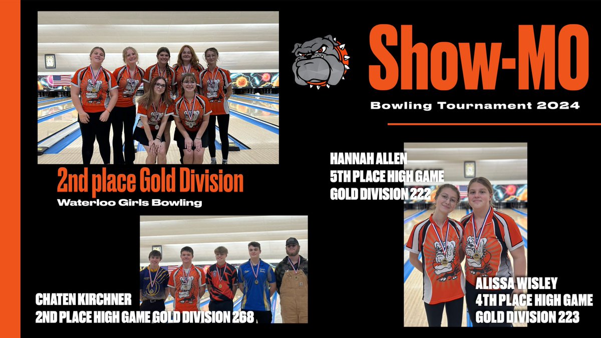 WHSgirlsbowl24's tweet photo. ShowMo tournament yesterday! Waterloo Girls were seeded 3rd in the brackets and won their first match over Lebanon.  The girls won their quarter final match over a tough Freeburg team. Waterloo fell short to a very talented Taylorville team taking 2nd place! See graphic for more! https://t.co/KIGvzIt2B5