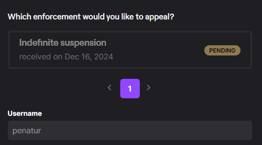 penatur's tweet photo. Hi @TwitchSupport my account has been falsely suspended, and I've been waiting for an appeal resolution for a week already. Please restore my account. Thanks! https://t.co/2uxchdWWzm