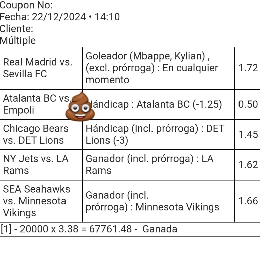 CAPODELPARLAY's tweet photo. Después de haber acertado 13 picks de los últimos 14 dejados abiertos TOTALMENTE GRATIS y sin apoyo de ustedes
Hoy cobre el Parlay "FIJO" que pedí pocas interacciones pero nos quedamos lejos, se ganó aunque con una cagada del ATALANTA pero fue dinero para atrás

150Likes y 75RT https://t.co/kegKRzx6M4