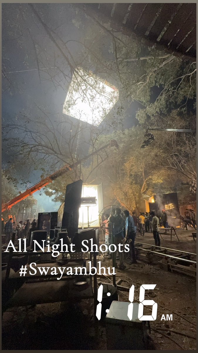 Legendary DOP <a href="/DOPSenthilKumar/">KK Senthil Kumar ISC</a>  weaving his Magic ✨ 
All Night #Swayambhu Shoots..  
⏳ 🔥