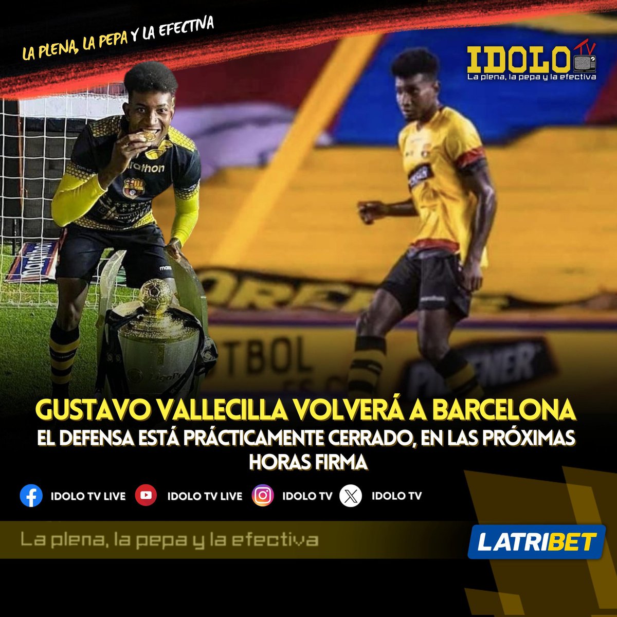 idoloTV's tweet photo. Gustavo Vallecilla volverá a Barcelona‼️ https://t.co/6cMS0v9v0K