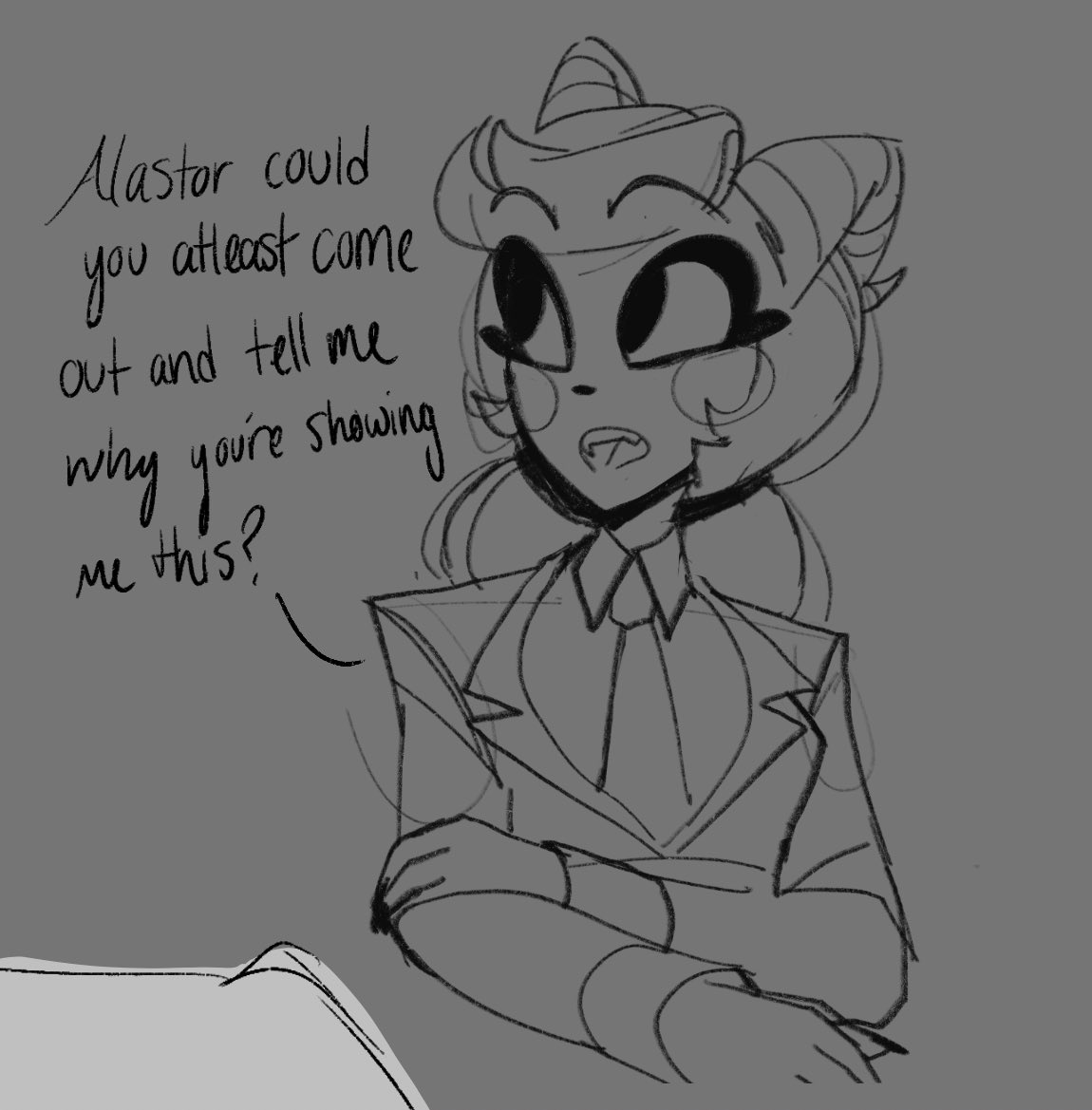 Random idea I had and sketched a bit for my Radiodust AU where Alastor shows Charlie some of him and Angels life together- for I dunno the drama ig he's a diva
#radiodust #CharlieMorningstar #hazbinhotel #angeldust