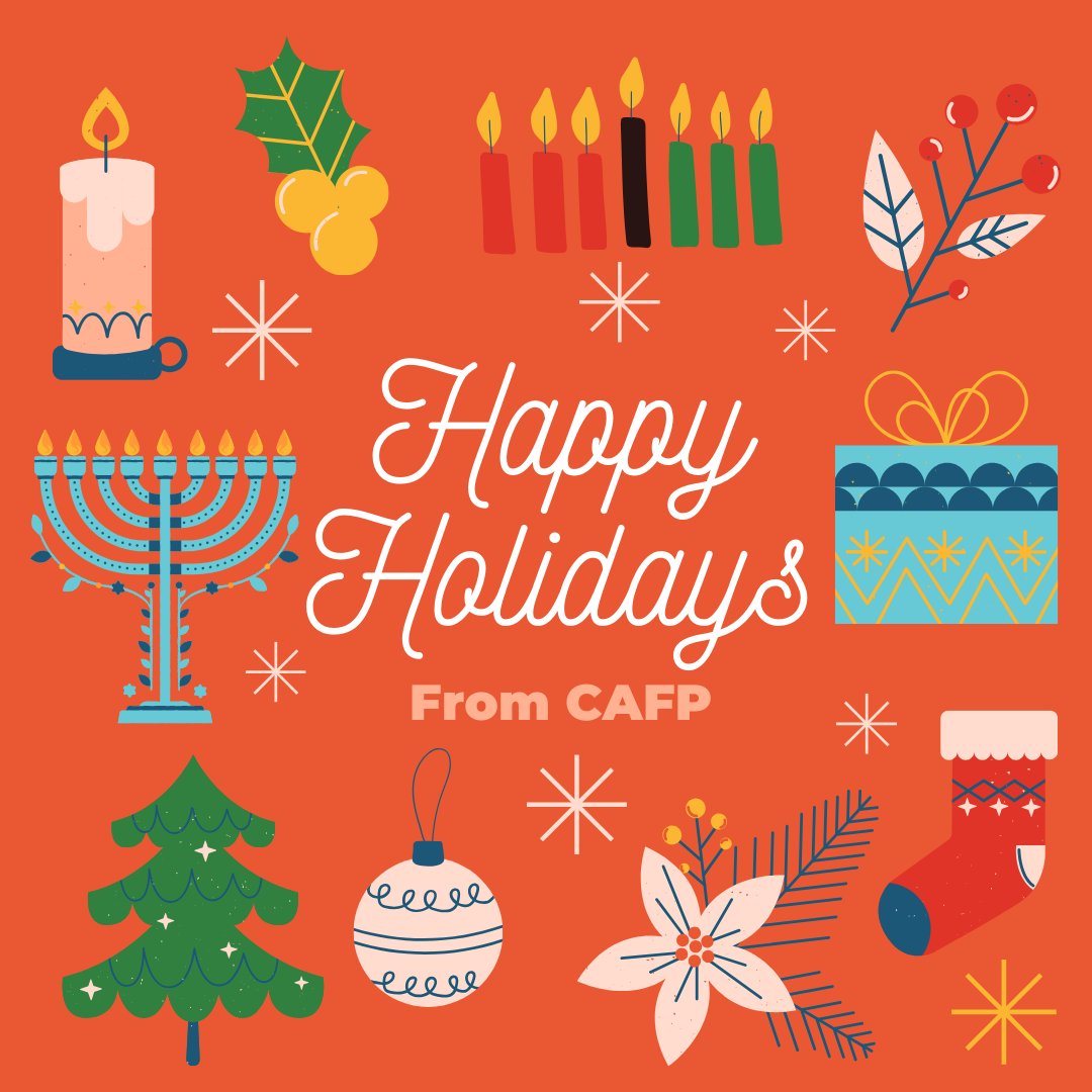 cafp_familydocs's tweet photo. Happy Holidays from the CAFP team! We wish everyone a peaceful and joyful holiday season.

As a reminder, the CAFP office will be closed from December 23rd - January 1st. We can’t wait to see everyone again in 2025!

#FamilyDocs #FamilyMedicine #FamilyPhysicians https://t.co/E2vruzWLs6