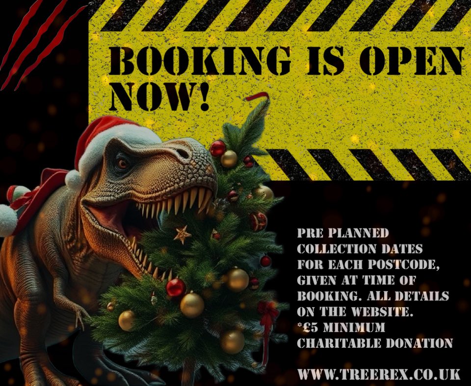 Book your Christmas Tree Collection now ! 🎄🚚
🔗 👉🏻treerex.co.uk 

Donations to Noah’s Ark &amp; Help for Heroes - SPREAD THE WORD! 

#TreeRexTreeCollection #TreeRex #Cardiff