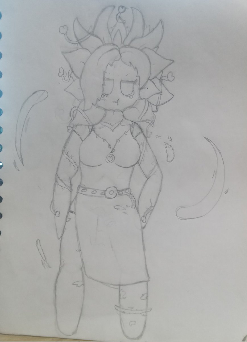 Just a litle oc idea for now its a skech i well change it later on dijital 

In case you wonder shes a mix of a sunflower queen and galatick flower lol