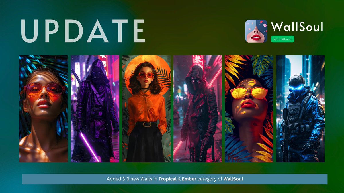 DroidDecor's tweet photo. #SundayUpdate7
πΆ Added 6 new Wallpapers in "Neonic" & "CyberPunk" Collection of "WallSoul" π₯³
π Check out the app now:
https://t.co/M6XpoawpsR
#UniqueWallpapers #BeautifulWallpapers #Cyberpunkwallpapers https://t.co/L2L02sqKTV