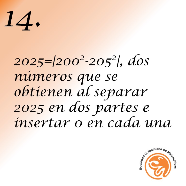 Otra curiosidad asombrosa viene hoy en los #25DatosSobre2025. Escribes 2025, lo partes y agregas ceros y los números que resultan tienen cuadrados que difieren en 2025. Simplemente... 😱

#MatematicasParaTodos