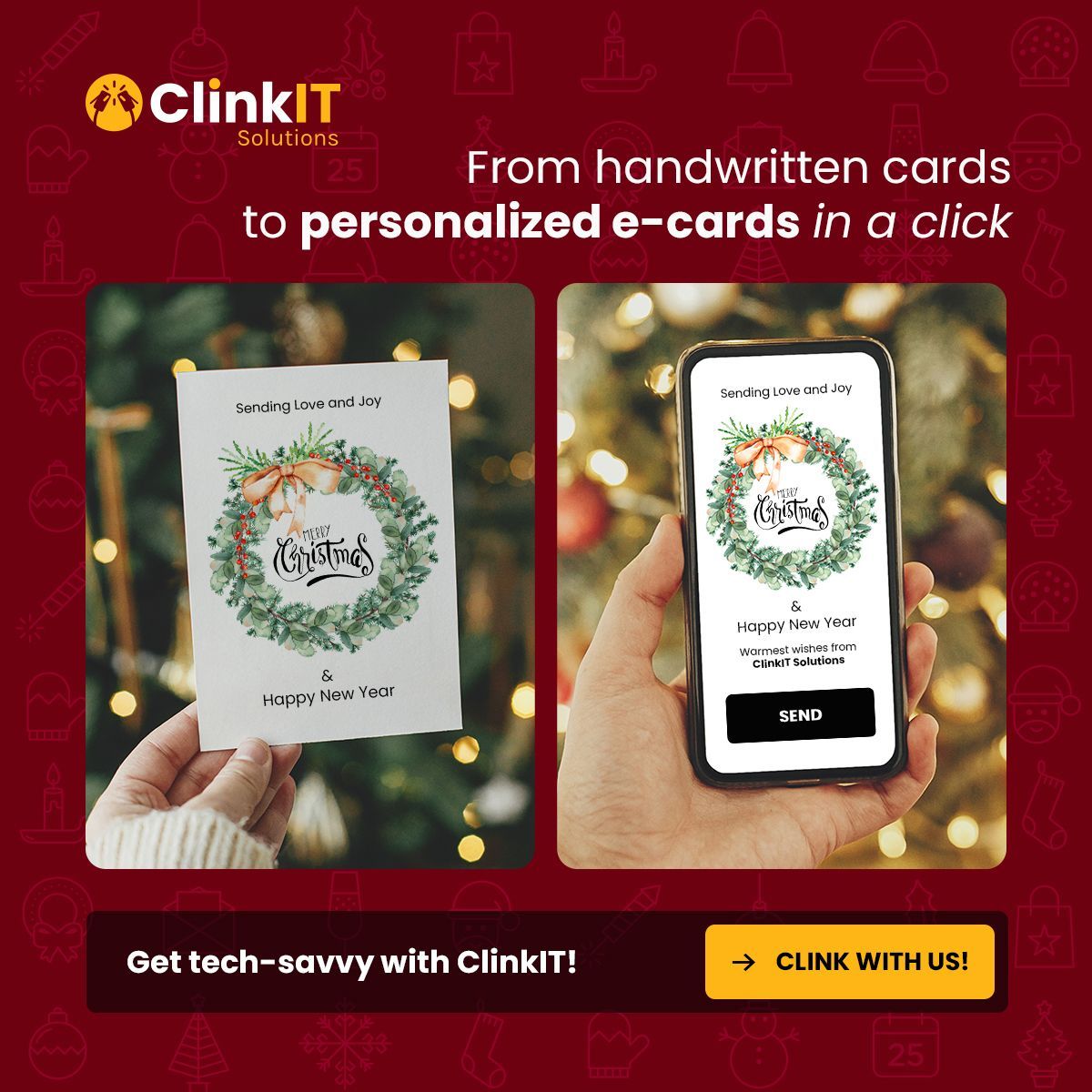 ClinkITph's tweet photo. Remember the charm of handwritten holiday cards?
๐ฌ How do you send your holiday greetingsโtraditional or digital? Let us know!
โจ Stay tech-savvy with ClinkIT!
#ChristmasTech #HolidayInnovation #TechGifts #SeasonOfGiving #DigitalJoy #TechWishes #MerryTechmas #SmartHolidays https://t.co/ZwCYTd2MY1