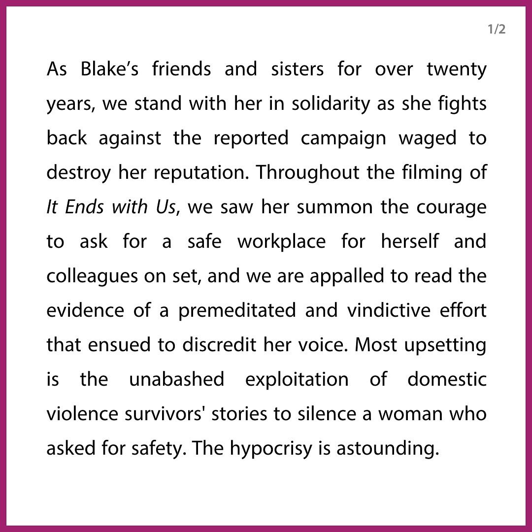 PopBase's tweet photo. Blake Lively’s ‘Sisterhood of the Traveling Pants’ co-stars America Ferrera, Amber Tamblyn and Alexis Bledel release a statement in her support:

“In support of our sister, Blake.” https://t.co/1j7vMOzG8M