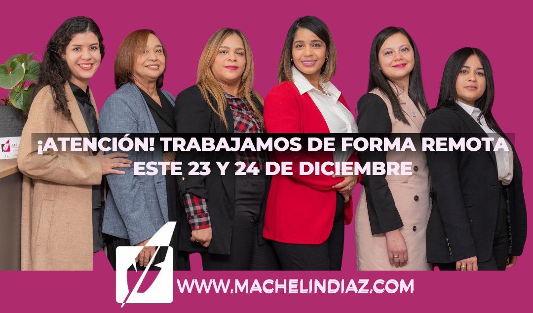 ¡Tu tranquilidad es nuestra prioridad! ✅
Este lunes 23 y martes 24 de diciembre de 2024, en Machelin Díaz Abogados de Extranjería, trabajaremos 💻 de forma remota, pero seguiremos atendiendo todas tus consultas online 🌐 con la misma dedicación de siempre.
📩 ¡Contáctanos!