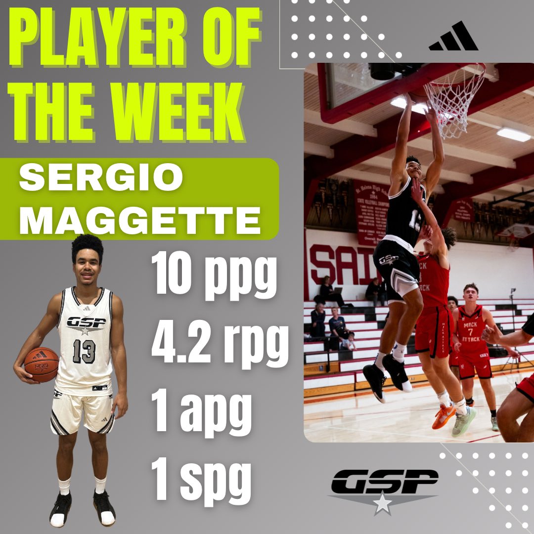 GSP Grey Player of the Week Sergio Maggette. Sergio averaged 10ppg 4.2rpg 1apg 1spg while helping Grey go 4-0 &amp; Post Grad Champions at The Tark Classic #GSP 💫