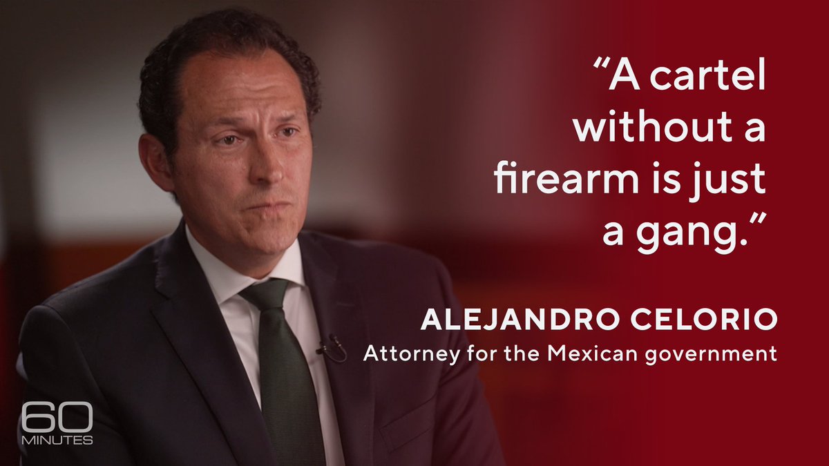 Mexico’s new approach to tackling cartel violence: suing a major U.S. gun maker and a handful of U.S. gun stores. “We believe they're liable for actively facilitating the trafficking of firearms that empower the cartels,” says attorney Alejandro Celorio.  cbsn.ws/49Q3VYF