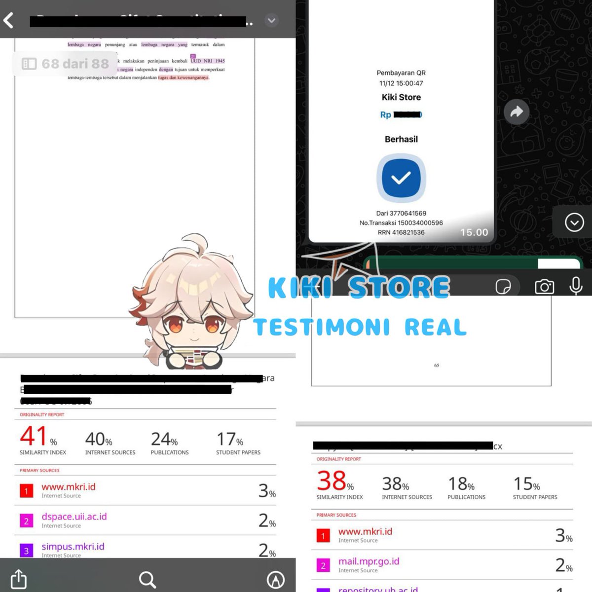 kikistore_'s tweet photo. Halo guys kiki store open joki tugas ya✨🫱🏻

Bisa joki tugas meliputi cek turnitin, penurunan plagiasi skripsi atau artikel, pembuatan makalah, artikel, power point.

Pengerjaan sesuai deadline customer, harga menyesuaikan kantong✨🫧

#zonauang️ https://t.co/4mNephFAHZ