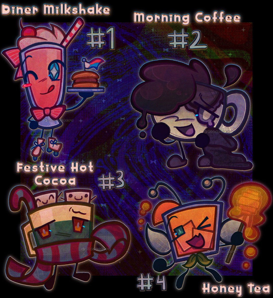 🥤 DRINKS ADOPTS RAFFLE 🥤

🥤 ENTRY RULES: 
- Must be following me (New followers welcomed)
- Like and Retweet this post
- Reply with the assigned number of the character you want

🥤 They're all free! But you can only pick one! So choose wisely!