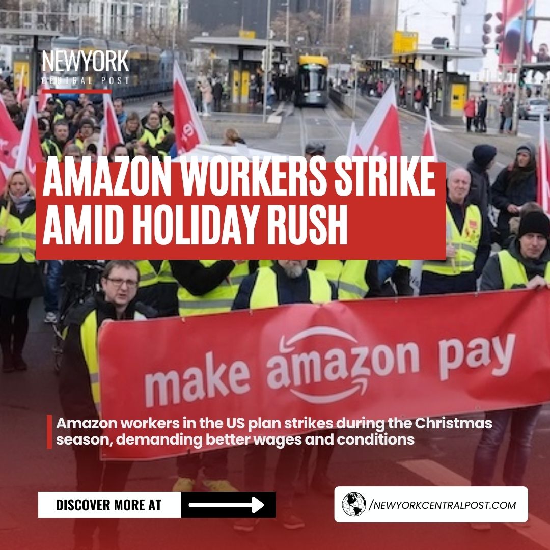 nycpostofficial's tweet photo. 📦 Amazon workers strike amid the holiday rush, demanding better wages and conditions 💼⚡.
What will this mean for holiday deliveries? 🎄

Get the full story here: [https://t.co/CgS4octrzs]

#AmazonStrike #WorkersRights #EcommerceNews #newyorkcentralpost #NYCP #NYCPNews https://t.co/7tKzDNlbRP