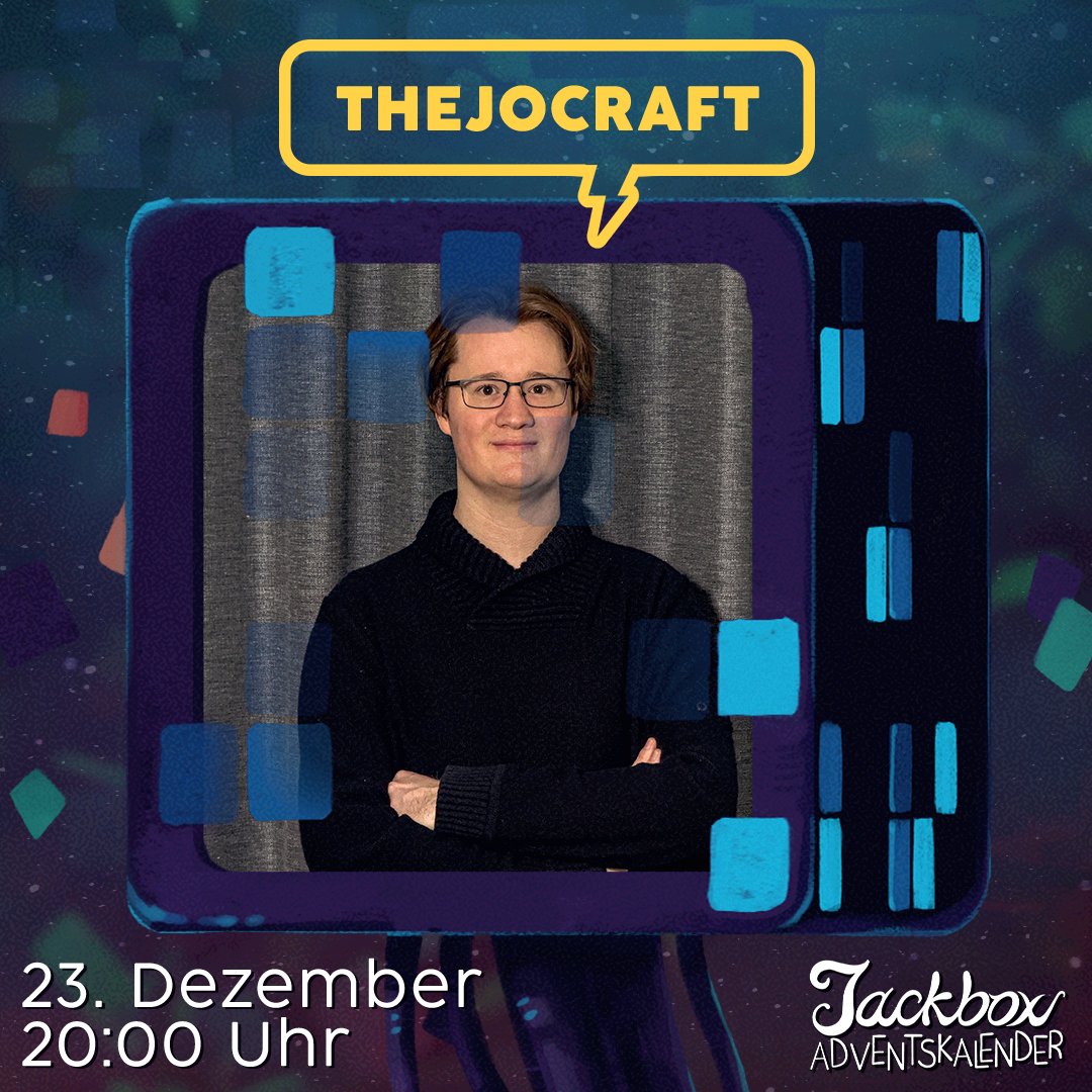 🎁 #JackboxAdventskalender Türchen 23: Heute streamt <a href="/TheJoCraft/">TheJoCraft</a> für euch Jackbox! 🎄🚪 Schaltet live auf #Twitch ein unter twitch.tv/thejocraft_live 🎁