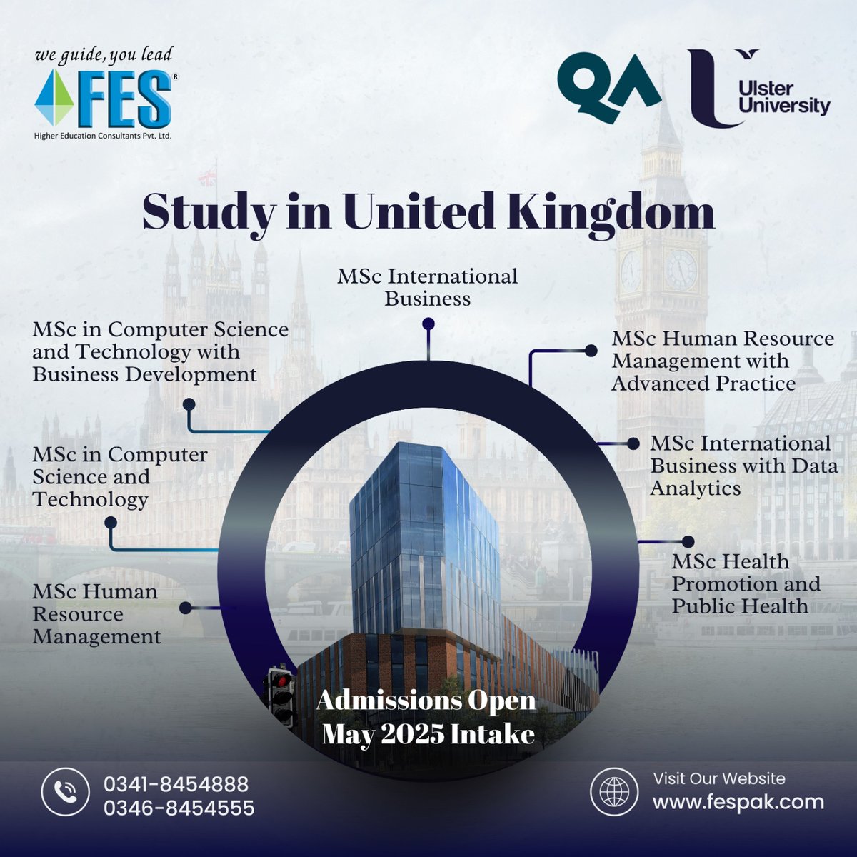 FESPakistan's tweet image. Kickstart your Master’s journey at Ulster University with FES by your side.  Let’s make it happen together! We Guide, You Lead!

📞 0341-8454888 | 0346-8454555
🌐 fespak.com

#fes #fes2024 #fesconsultants #studyabroad #studyvisa #UK #studentlife #studyinuk…