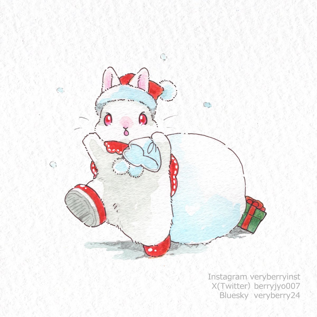 「うさぎさんのクリスマス毎日うさぎさんイラスト投稿1790日目あわてんぼうのうサン」|VeryBerry うさぎ星さん4/8-9出展のイラスト