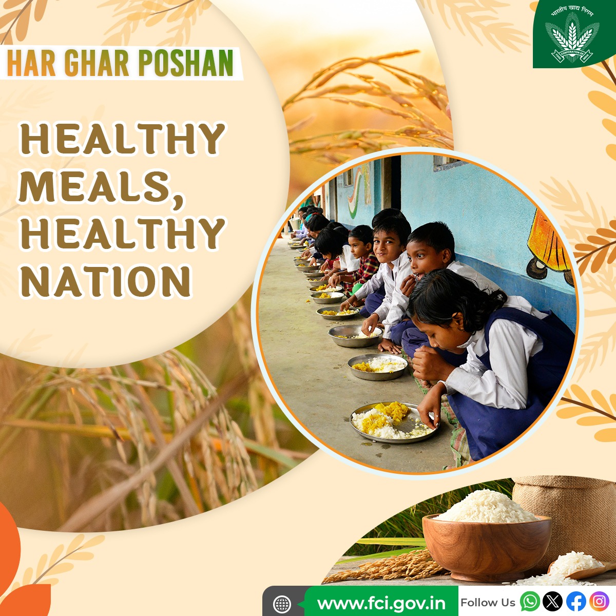 FCI_India's tweet photo. Nutrition for all !
FCI ensures the supply of fortified rice to millions under Government schemes, enriching their diets with micronutrients, one grain at a time.

A healthy India is a strong India!

#FortifiedRice #NutritionForAll #FoodSecurity #HealthyIndia #IndiaWithFCI #HarGharPoshan