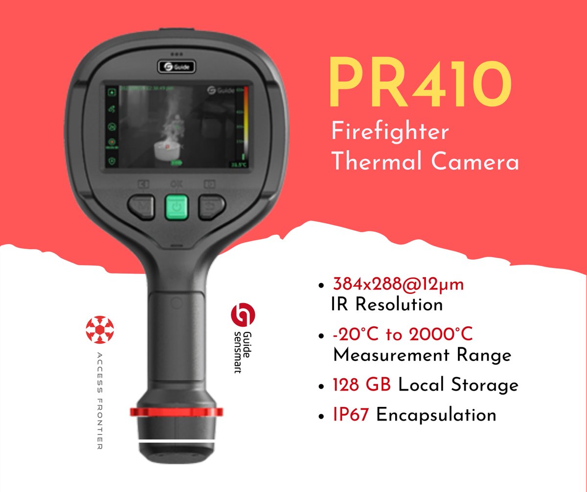 AccessFrontier's tweet image. PR410
Firefighter Thermal Camera
The PR series dual-purpose thermal imaging camera for rescue and detection empowers a new perspective for firefighters. 
#guidesensmart #pr410 #thermalcamera #firefighter #firefighterthermal