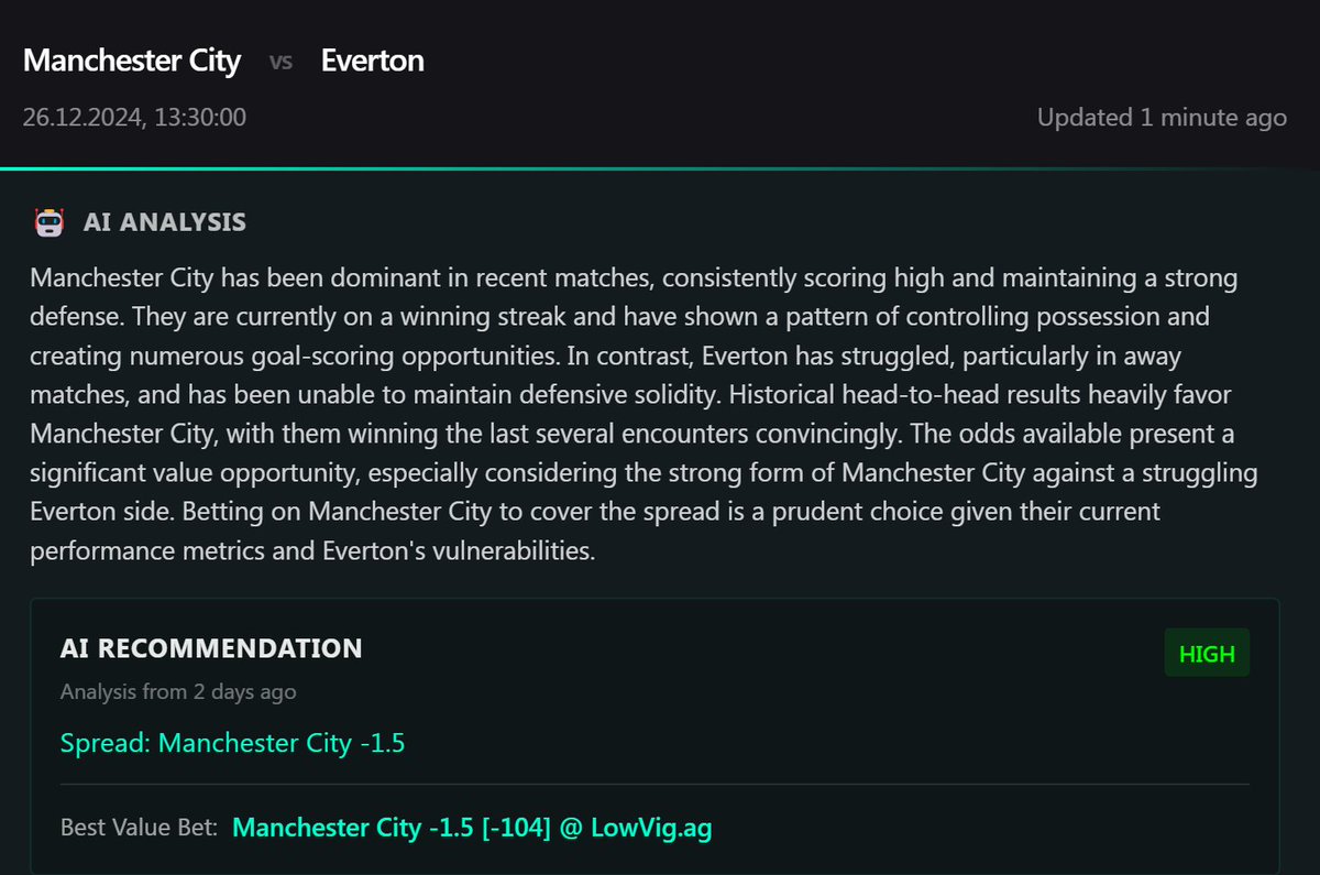 Hey <a href="/scoutlygg/">Scoutly AI</a> - it seems very unlikely - what it is based on - IRL <a href="/ManCity/">Manchester City</a> won 1 out of 12 last games - way more to improve.