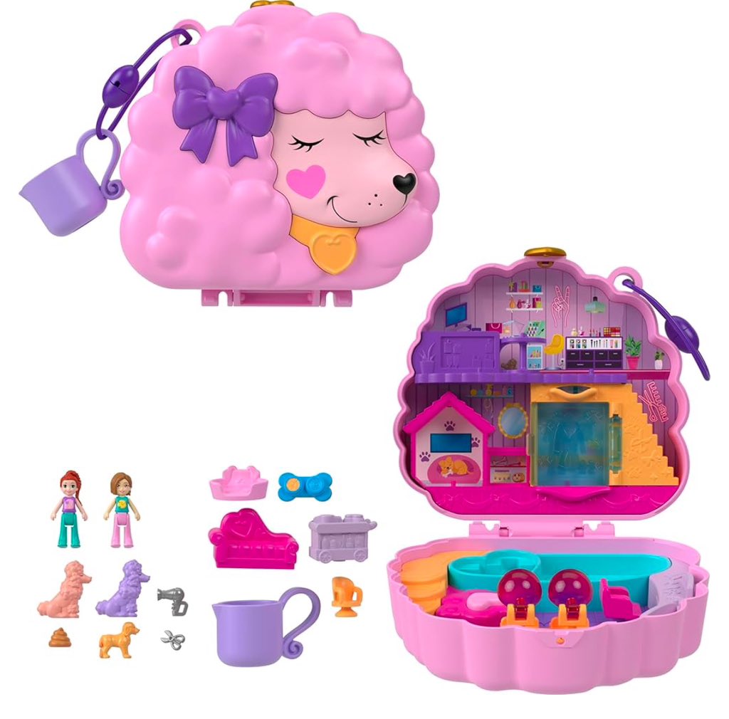 PollyPockets70's tweet photo. So cute🐩  Polly Pocket Groom &amp; Glam Poodle Compact #pollypocket #ad #poodle 
https://t.co/ciIeLLnldu https://t.co/S5VxgVASUn