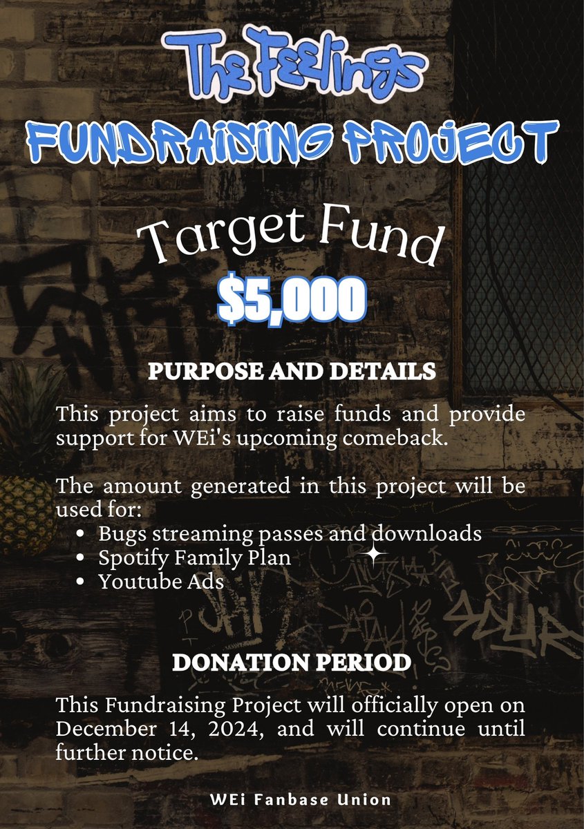[📢] 𝑻𝒉𝒆 𝑭𝒆𝒆𝒍𝒊𝒏𝒈𝒔 𝑭𝒖𝒏𝒅𝒓𝒂𝒊𝒔𝒊𝒏𝒈 𝑷𝒓𝒐𝒋𝒆𝒄𝒕

RUi~ we added more options where you can donate. We're still looking into more!

We're still lacking funds so any amount is welcome!🙏

Thank you so much❤️

👉docs.google.com/forms/d/e/1FAI…

#TheFeelings #WEi #위아이