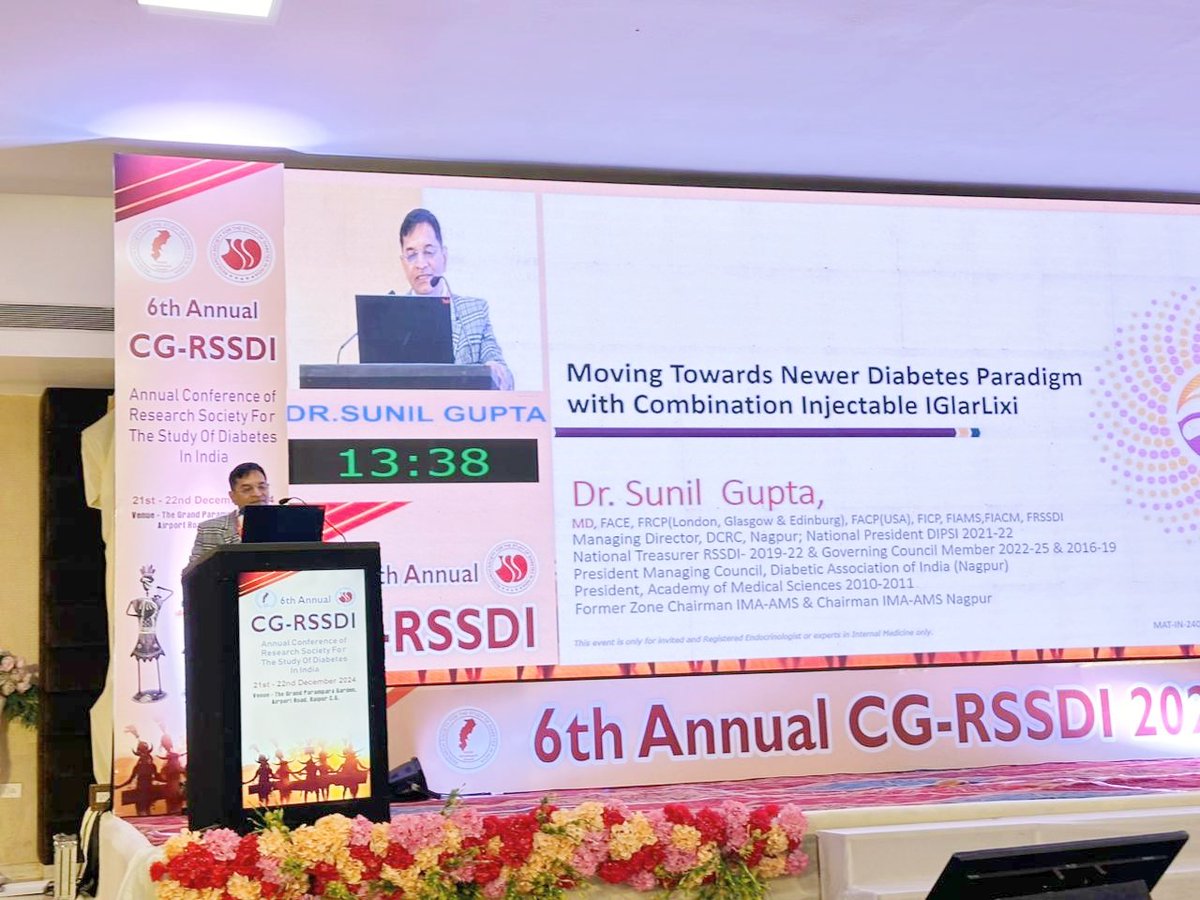 drsunilsgupta1's tweet photo. At Raipur for the RSSDI CG State 2024 meeting. Dr Sunil Gupta spoke on Insulin and GLP1a combination therapy in Type 2DM. The session was chaired by Dr Ajay Sahai, Dr Manoj Soni, Dr Kuldeep singh Chhabra, Dr Vanaja Thakur.
.
.
.
.
.
#drsunilsgupta #RSSDI2024 #type2dm #glp1a https://t.co/Gn5VibTVeY