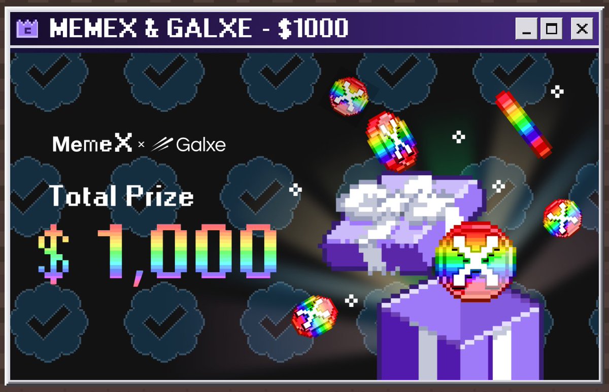 MemeX x Galxe - A Prize Campaign for “MemeX”

Join us for a chance to win a total of 1,000 USDT!

🔗Link: app.galxe.com/quest/MemeCore…

🗓Event Period:
Dec 23, 08:00 UTC – Dec 31, 08:00 UTC

🏆Prize Pool:
1,000 USDT

🎉Rewards:
100 winners will receive 10 USDT each!