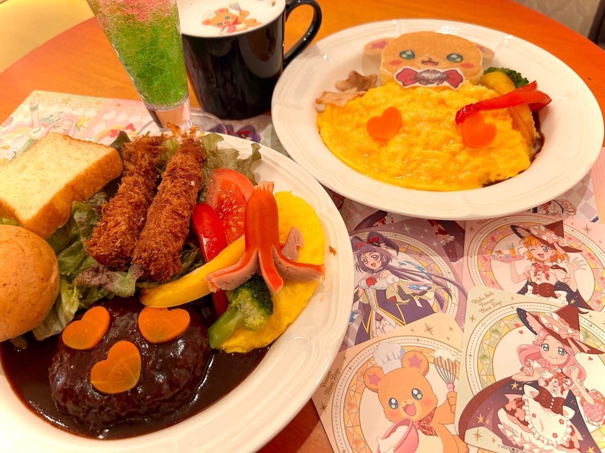 朝日奈みらい ,十六夜リコ 「今日はじまうそ氏を巻き込んでまほプリのコラボカフェに行ってきたよ(≧∀≦) 」|半蔵のイラスト