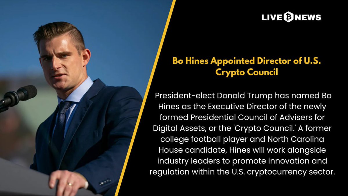 Bo Hines Appointed Director of U.S. Crypto Council 🇺🇸💼 A new chapter for  the crypto industry! 🌟📊