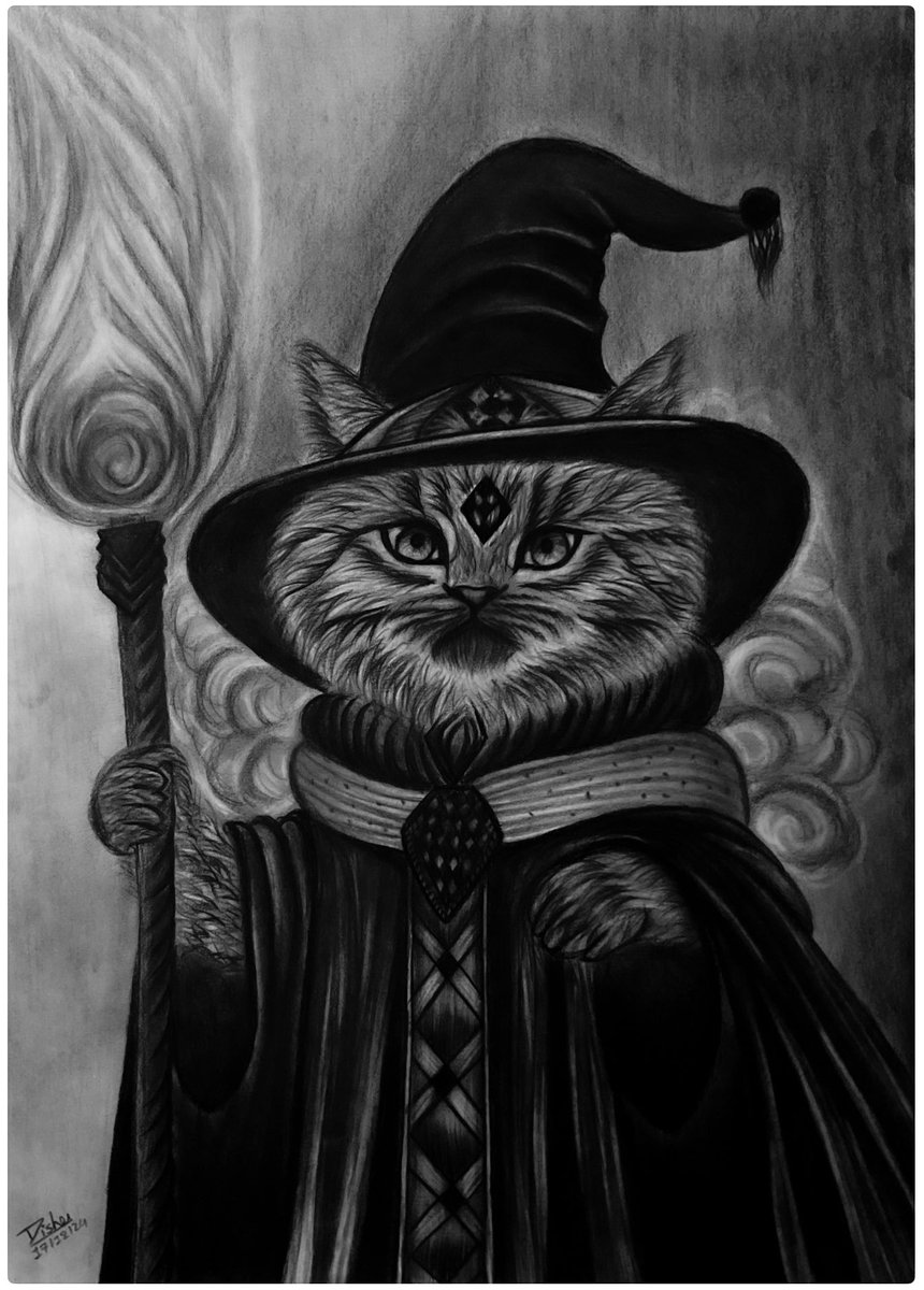 Good Morning 🖤🤍

           This is my new Little Wizard cat. It has already sold. <a href="/Ellen32007047/">Ellen</a> Thank you very much for purchasing My artwork. Now you have another my cat art. I am so glad you liked my creation. I appreciate your support and love. Lots of love 🤗☺️🫶🏻