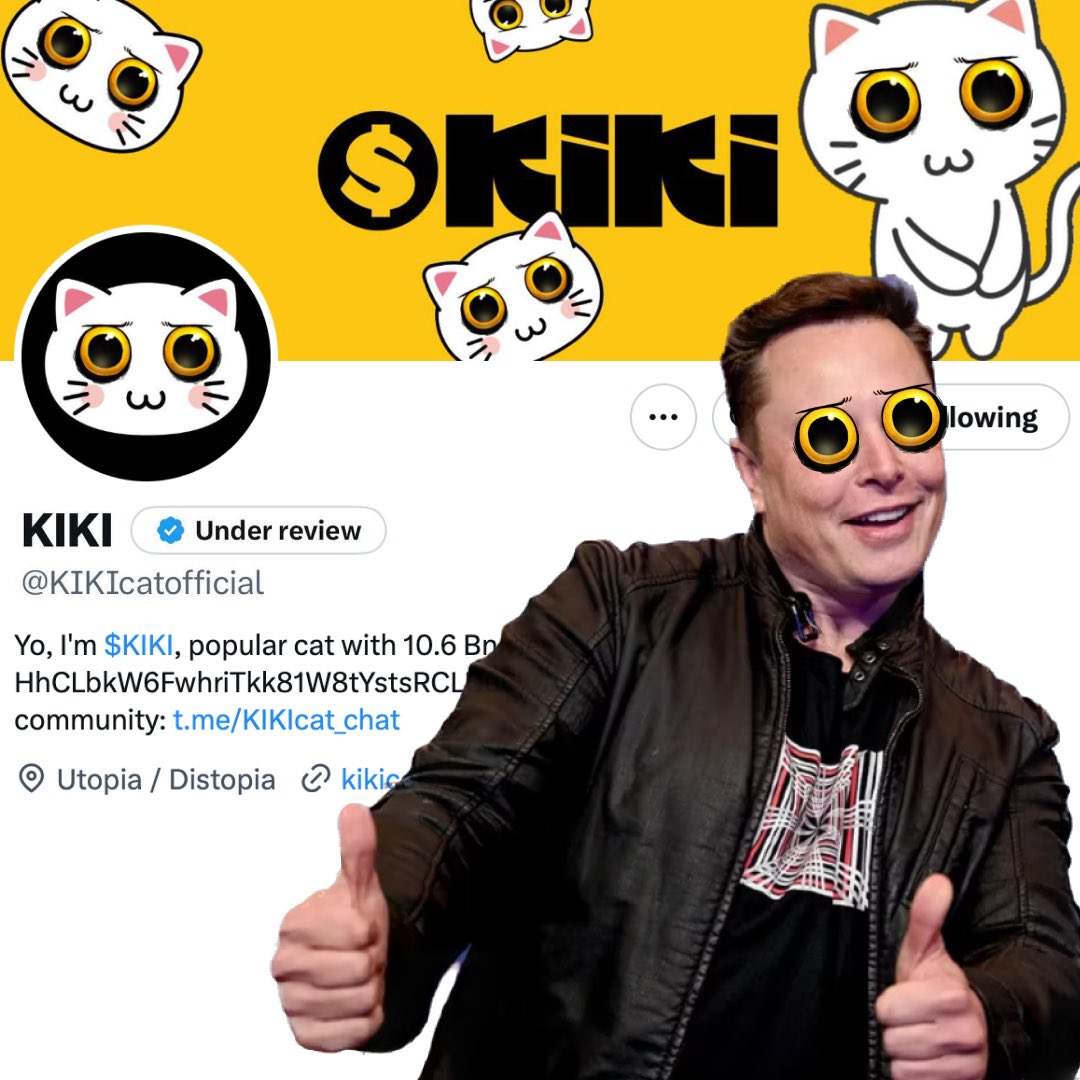 KIKI still doesn't have a blue checkmark

We have been waiting for so long. <a href="/elonmusk/">Elon Musk</a>, please.

We need this ASAP so no one can question the legitimacy of KIKI IP.

Let's lock it down 😼✅
