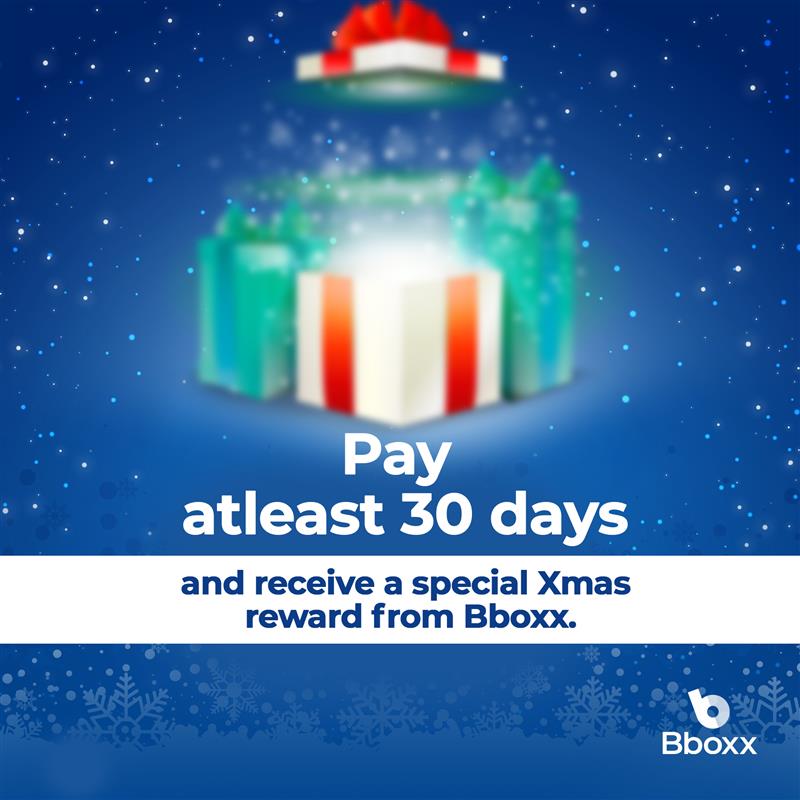 Pay now and get the chance to receive the festive surprise.
#BboxxKE #Xmassreward