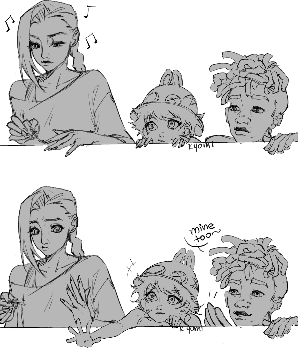 Kyomi_Vanilla's tweet photo. They would be the parents ever!!!!!😭😭🫶 🫶 🫶
 #Timebombfanart #ArcaneSeason2 #Jinx #Ekko https://t.co/nJE3cNF2TL